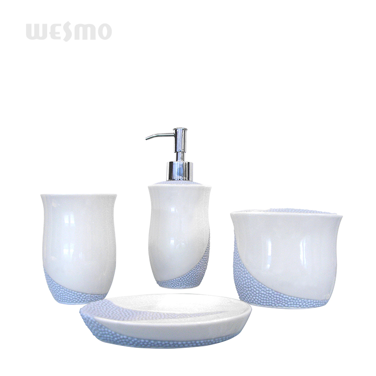 Classic Pebble Pattern Porcelain Stoneware Accessories Set Decoration Accessories Basin Bathroom Sink
